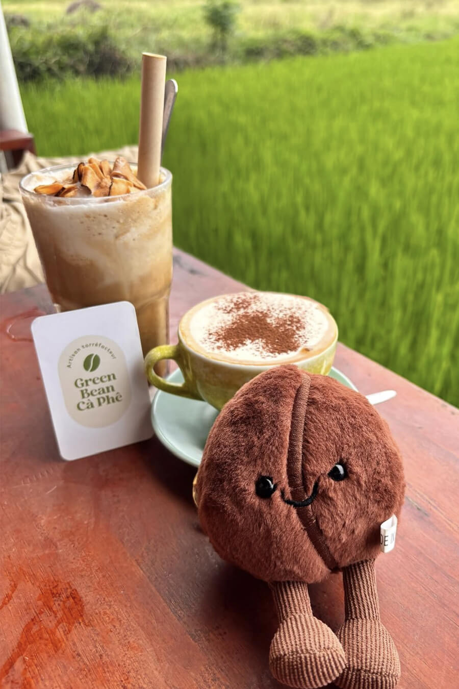 Café au bord d'une rizière au Viernam